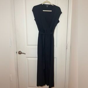 AYR Black 95% silk Wrap Tie Front Maxi Dress size XS